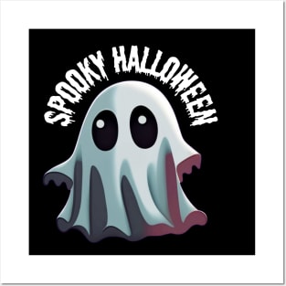 Spook-tacularly cute ghost whising you a spooky halloween Posters and Art